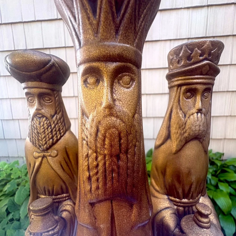 Vintage Three Wisemen Ceramic Hobbiest Gold MCM Christmas Decor
